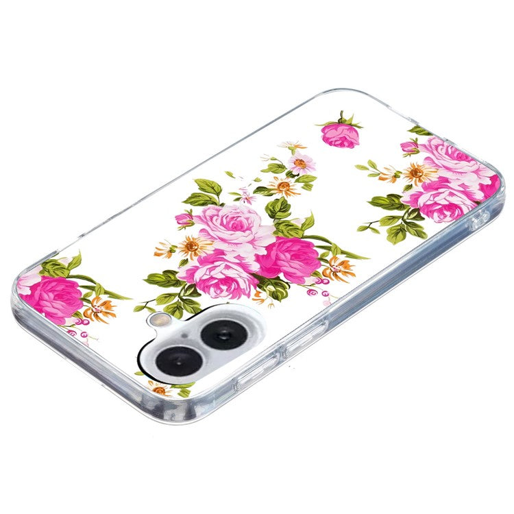 For iPhone 16 Case Pattern Printing TPU Cover Mobile Accessory Wholesale - Rose Flower
