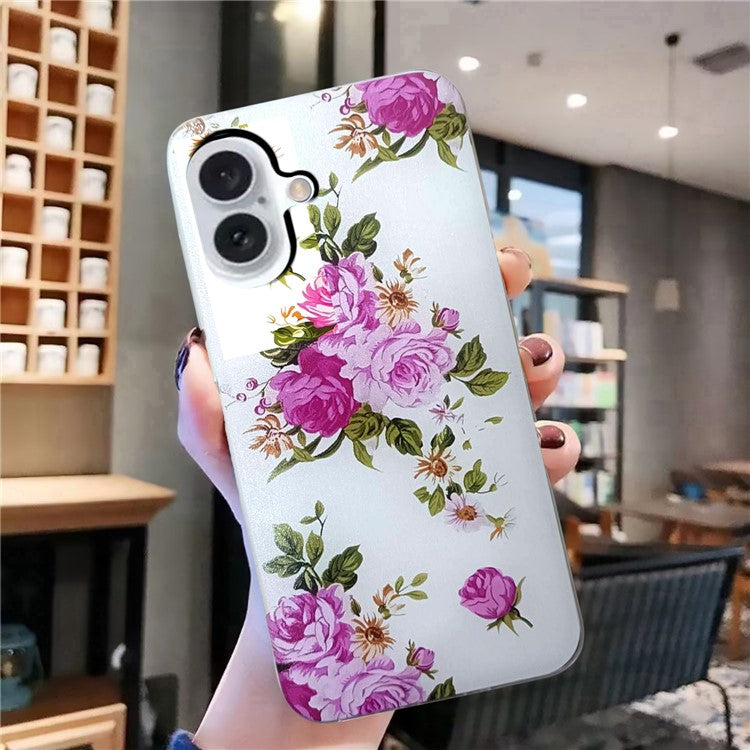 For iPhone 16 Case Pattern Printing TPU Cover Mobile Accessory Wholesale - Rose Flower