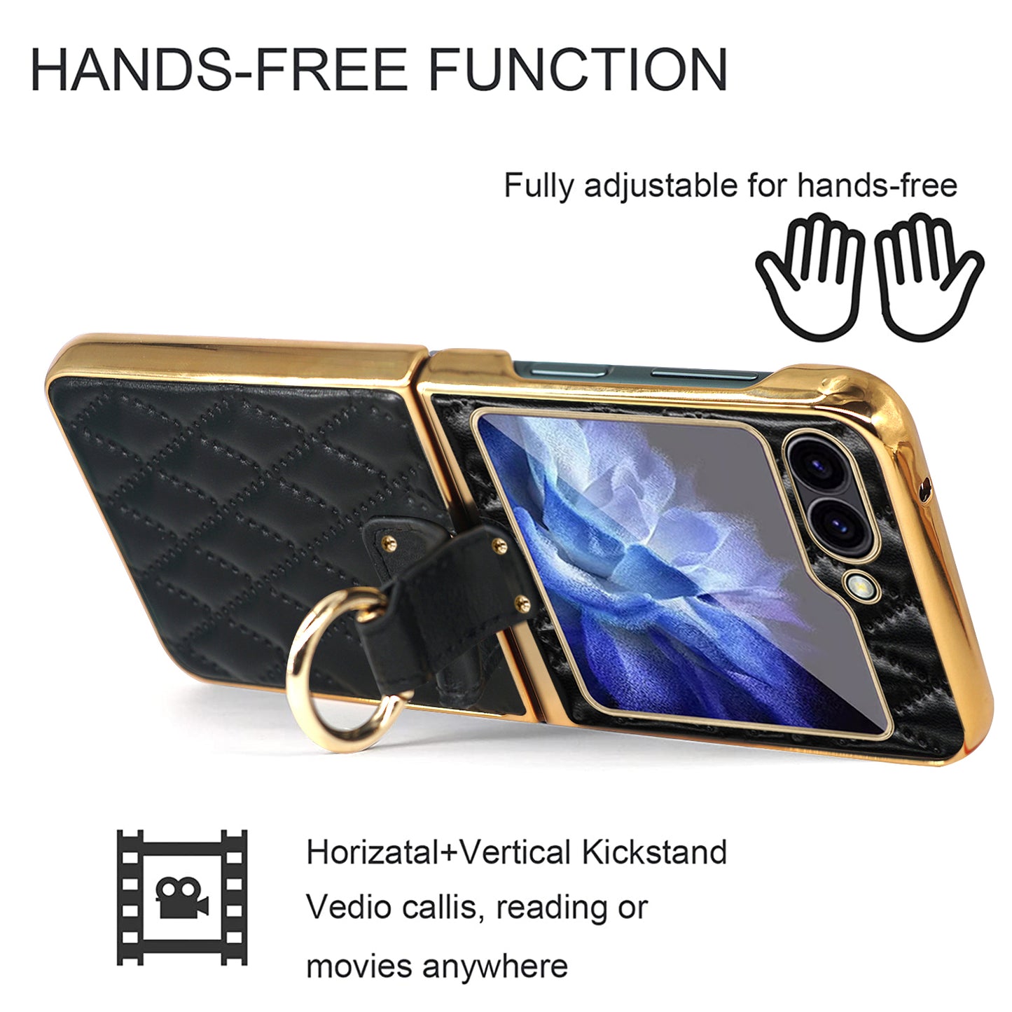 For Samsung Galaxy Z Flip6 5G Case Rhombus Grid Phone Cover with Tempered Glass Film - Purple