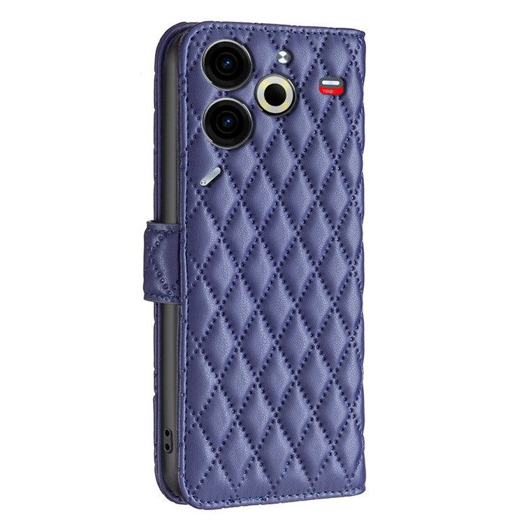 BINFEN COLOR BF Style-14 For TECNO Pova 6 Neo Case Rhombus PU Leather Wallet Cover - Blue