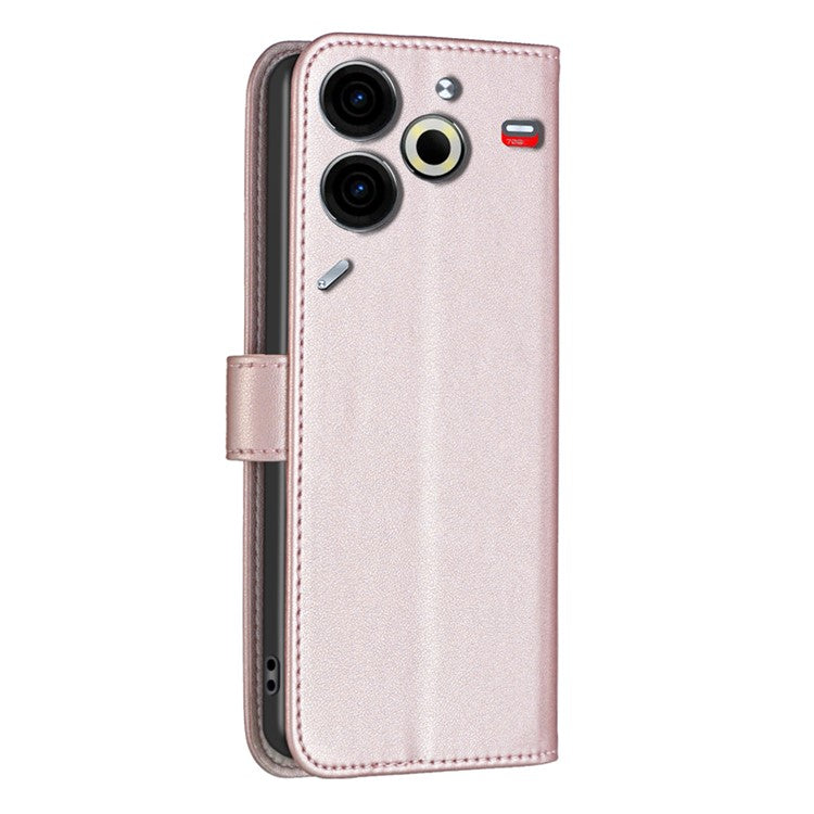 BINFEN COLOR BF17 For TECNO Pova 6 Neo Case PU Leather Phone Cover Stand View - Rose Gold