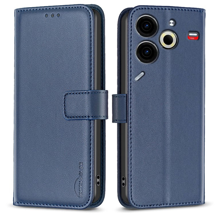 BINFEN COLOR BF17 For TECNO Pova 6 Neo Case PU Leather Phone Cover Stand View - Blue