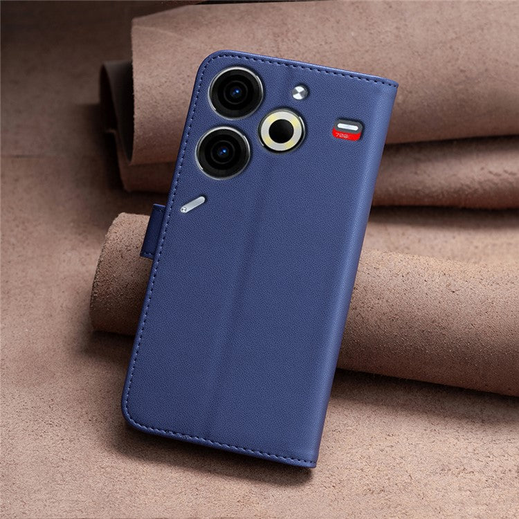 BINFEN COLOR BF17 For TECNO Pova 6 Neo Case PU Leather Phone Cover Stand View - Blue