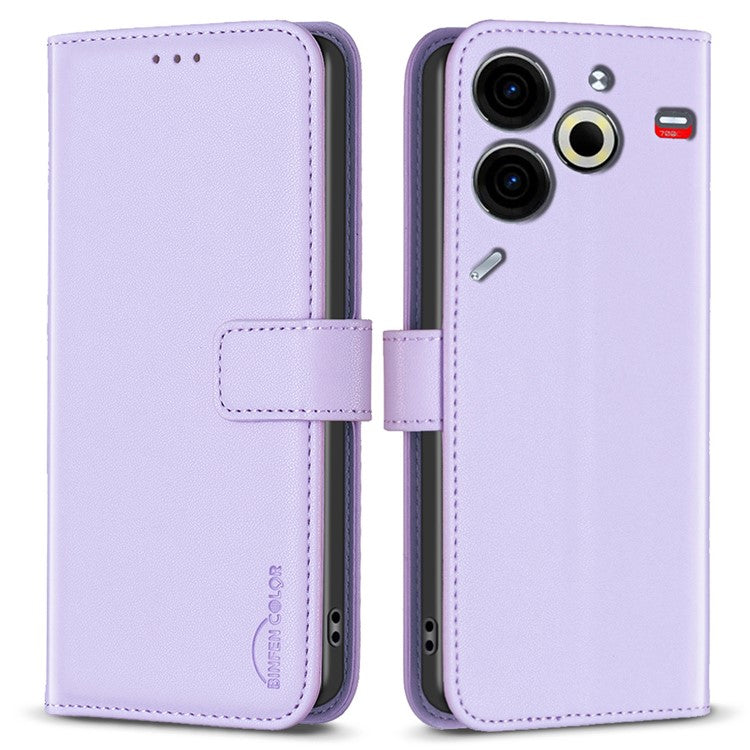 BINFEN COLOR BF17 For TECNO Pova 6 Neo Case PU Leather Phone Cover Stand View - Purple
