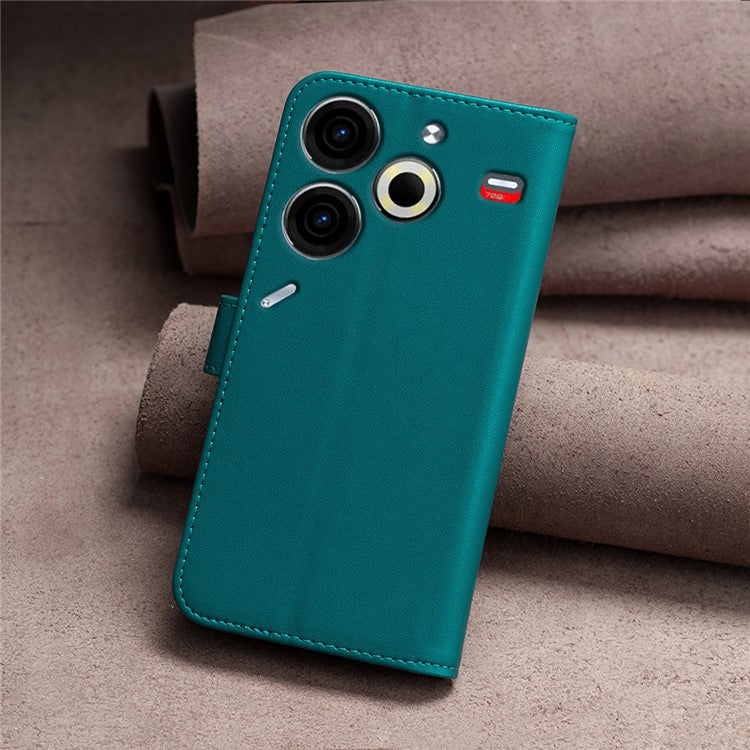 BINFEN COLOR BF17 For TECNO Pova 6 Neo Case PU Leather Phone Cover Stand View - Green