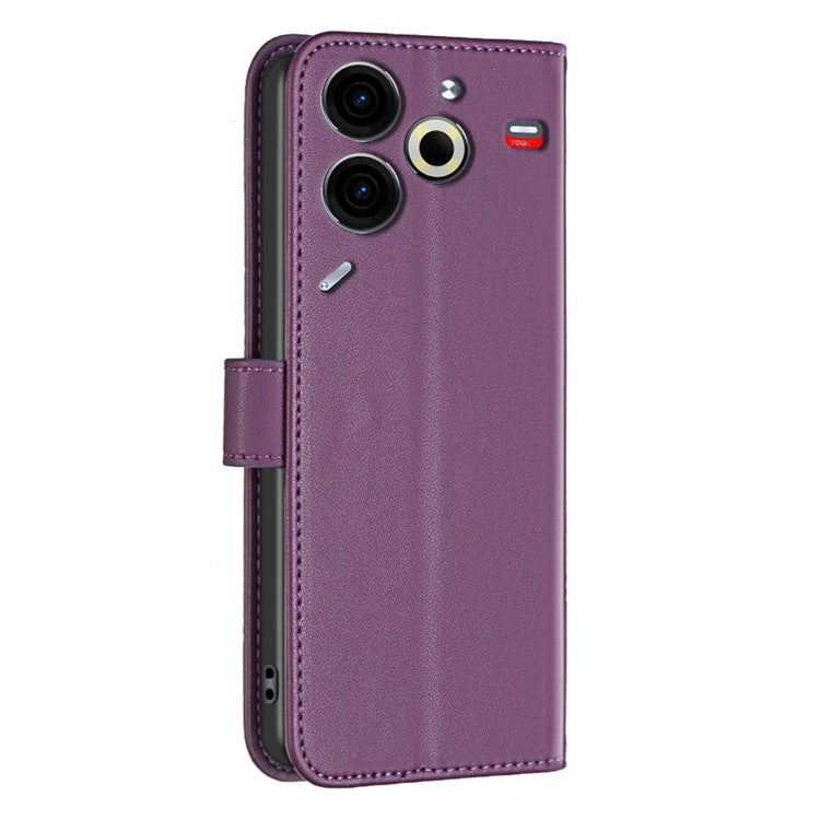BINFEN COLOR BF17 For TECNO Pova 6 Neo Case PU Leather Phone Cover Stand View - Dark Purple