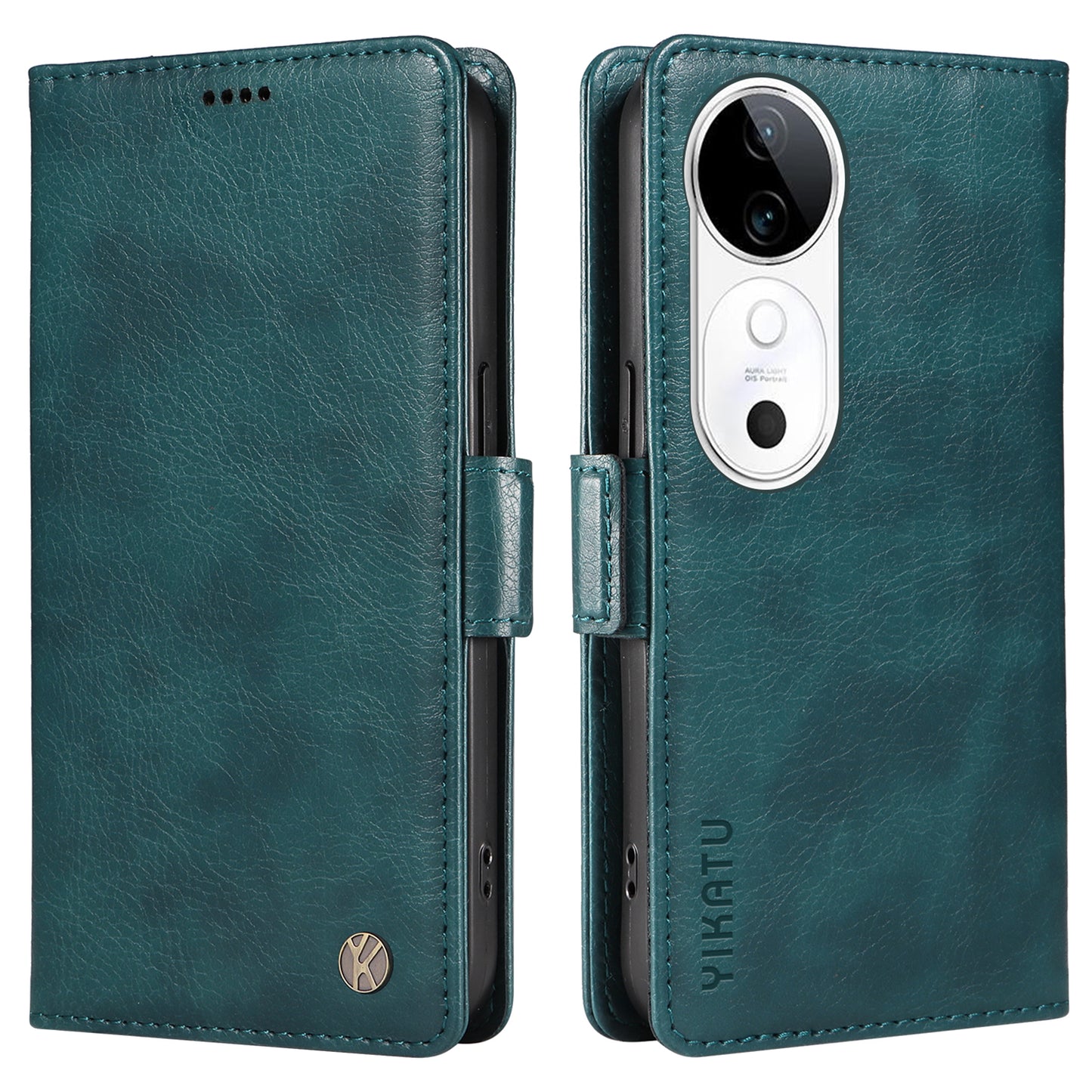 YIKATU YK-007 For vivo V40 5G / S19 5G Case Litchi Texture Leather Flip Phone Cover with Stand - Blue