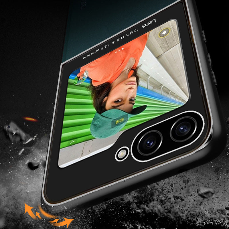 For Samsung Galaxy Z Flip6 5G Case Leather Back Cover with Rear Small Screen Protector - Black