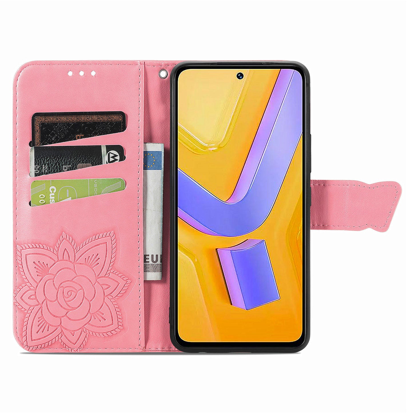 For vivo V40 SE 5G Case Butterfly Imprinted Leather Flip Protective Phone Cover - Pink