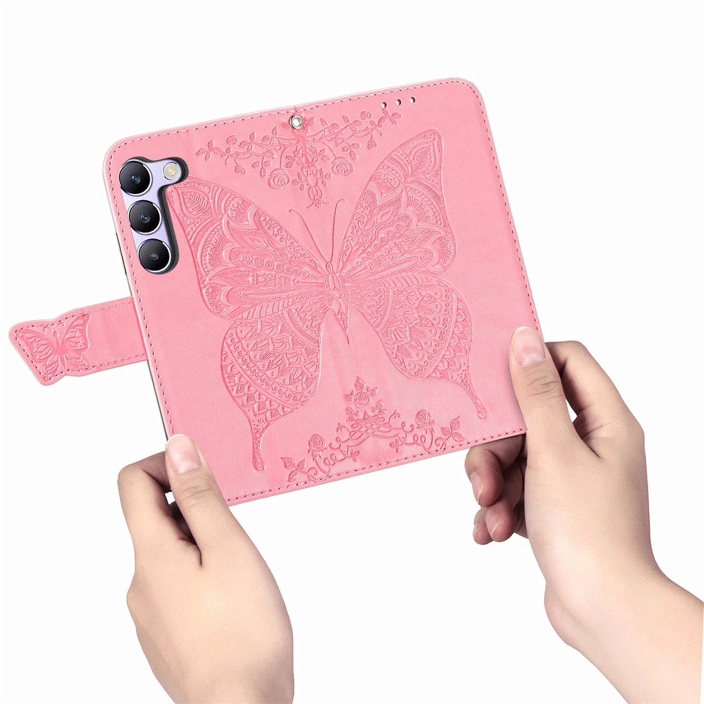 For vivo V40 SE 5G Case Butterfly Imprinted Leather Flip Protective Phone Cover - Pink