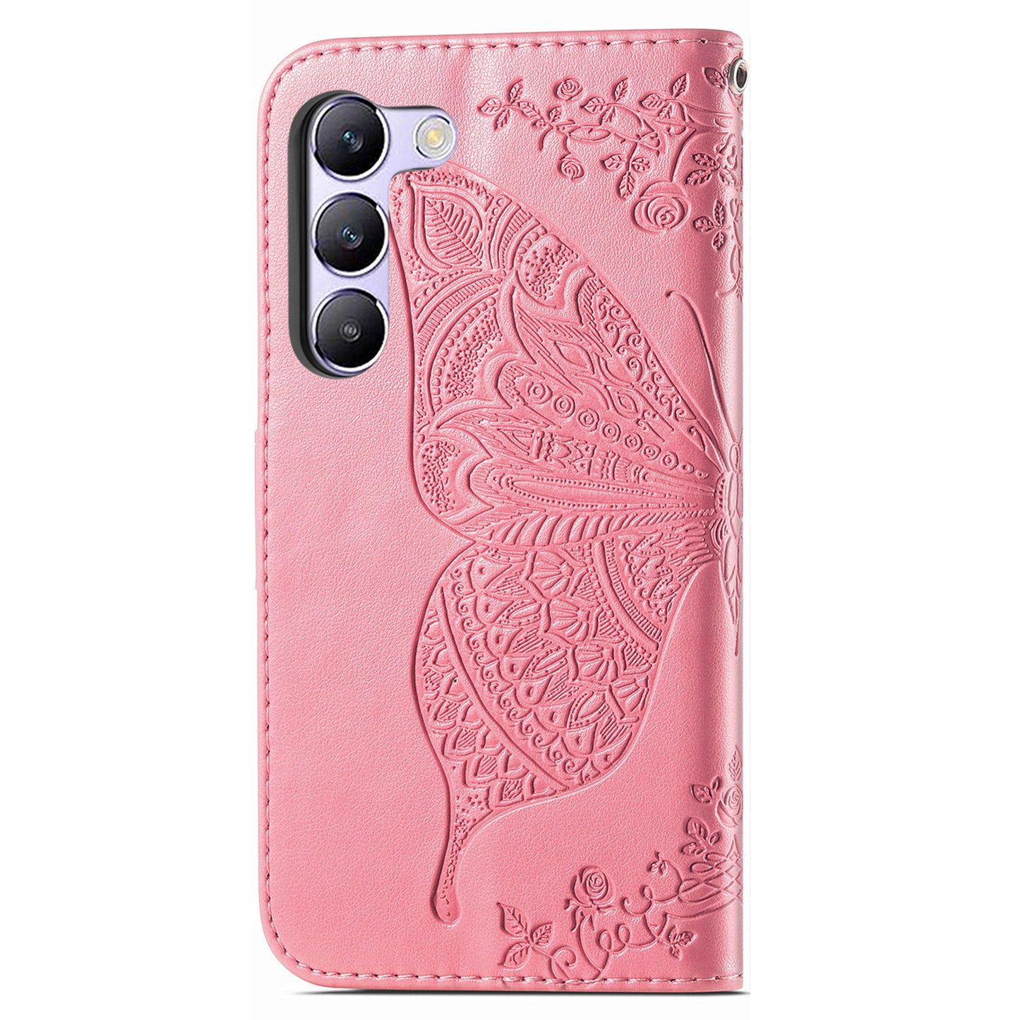 For vivo V40 SE 5G Case Butterfly Imprinted Leather Flip Protective Phone Cover - Pink