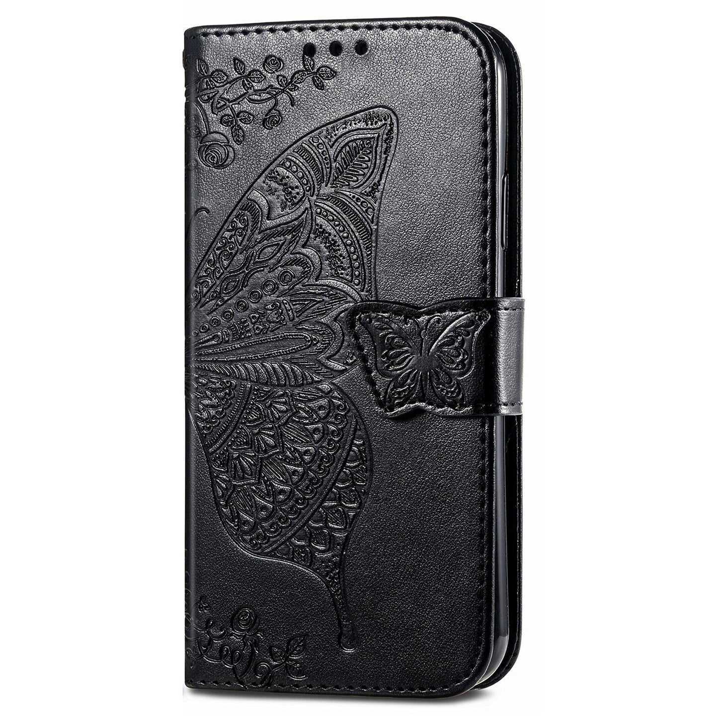 For vivo V40 SE 5G Case Butterfly Imprinted Leather Flip Protective Phone Cover - Black