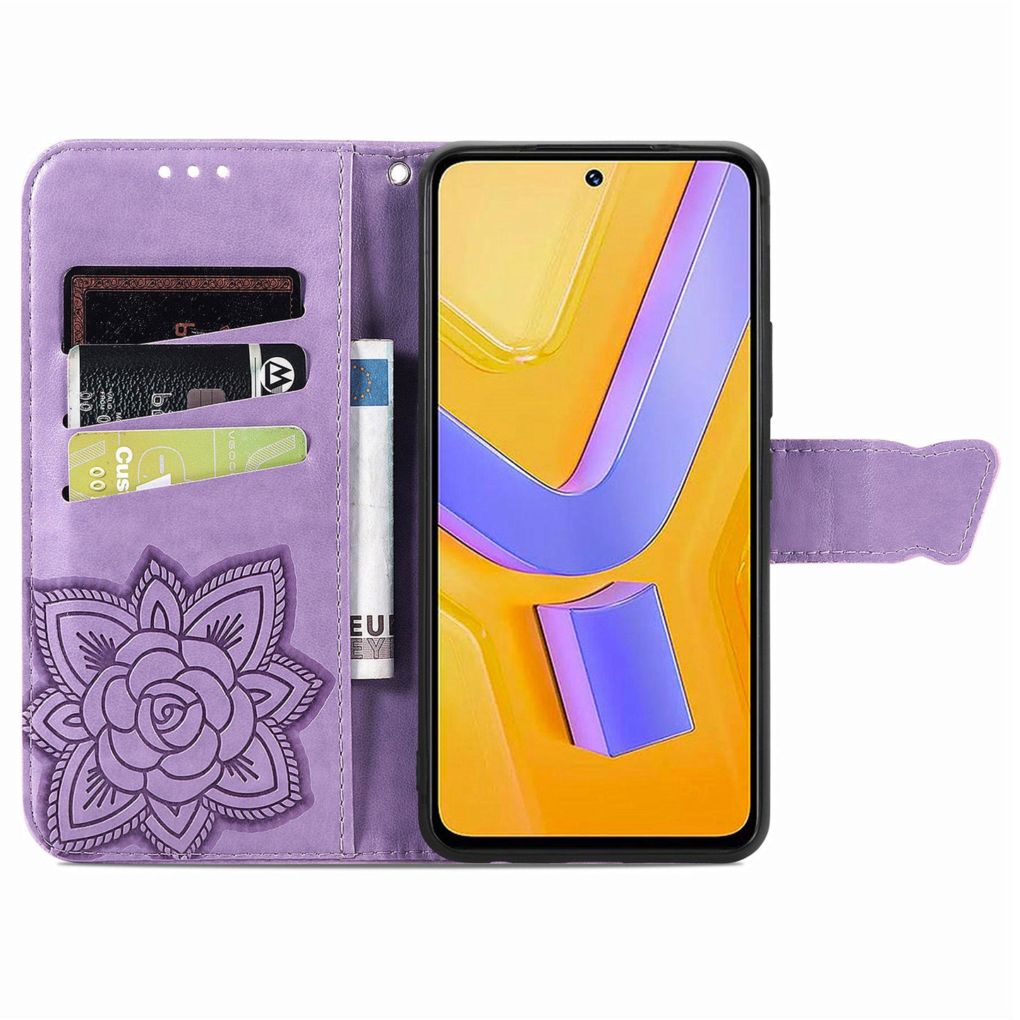 For vivo V40 SE 5G Case Butterfly Imprinted Leather Flip Protective Phone Cover - Light Purple