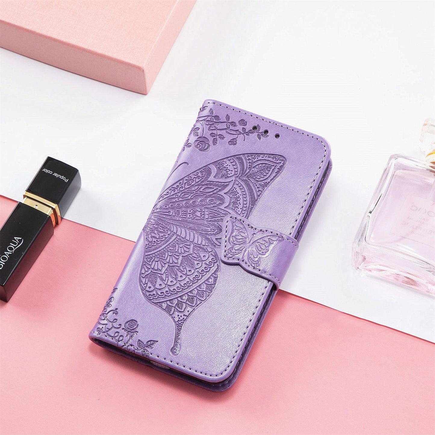 For vivo V40 SE 5G Case Butterfly Imprinted Leather Flip Protective Phone Cover - Light Purple