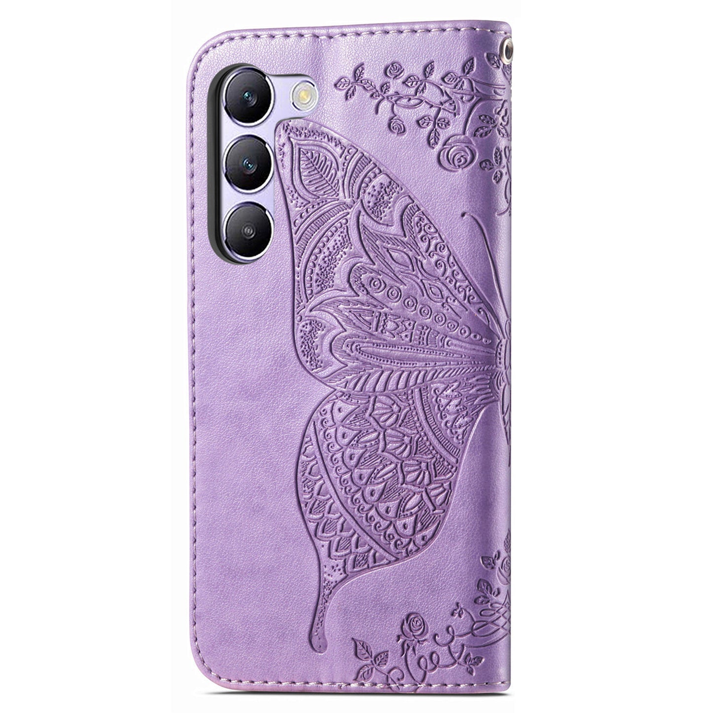 For vivo V40 SE 5G Case Butterfly Imprinted Leather Flip Protective Phone Cover - Light Purple