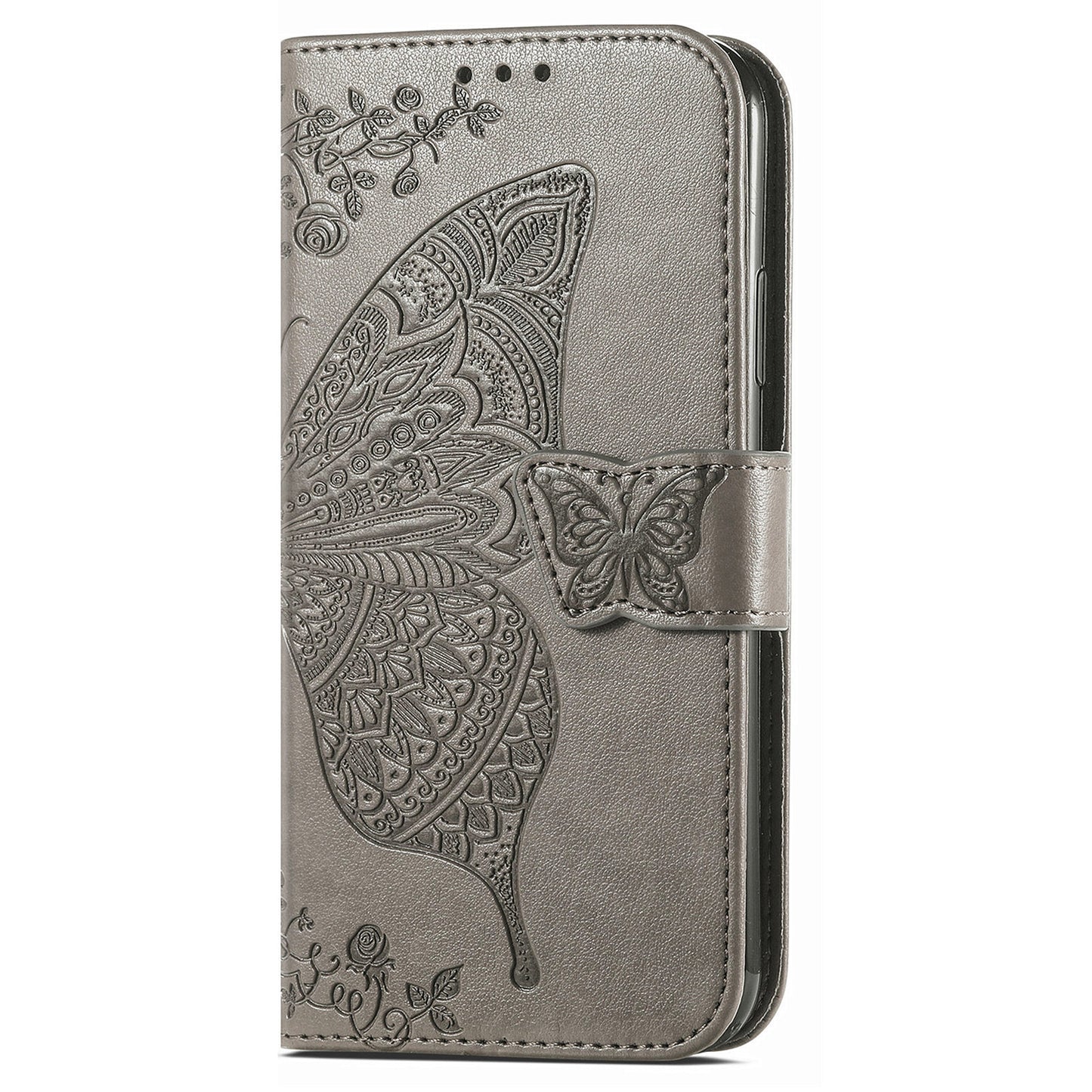 For vivo V40 SE 5G Case Butterfly Imprinted Leather Flip Protective Phone Cover - Grey