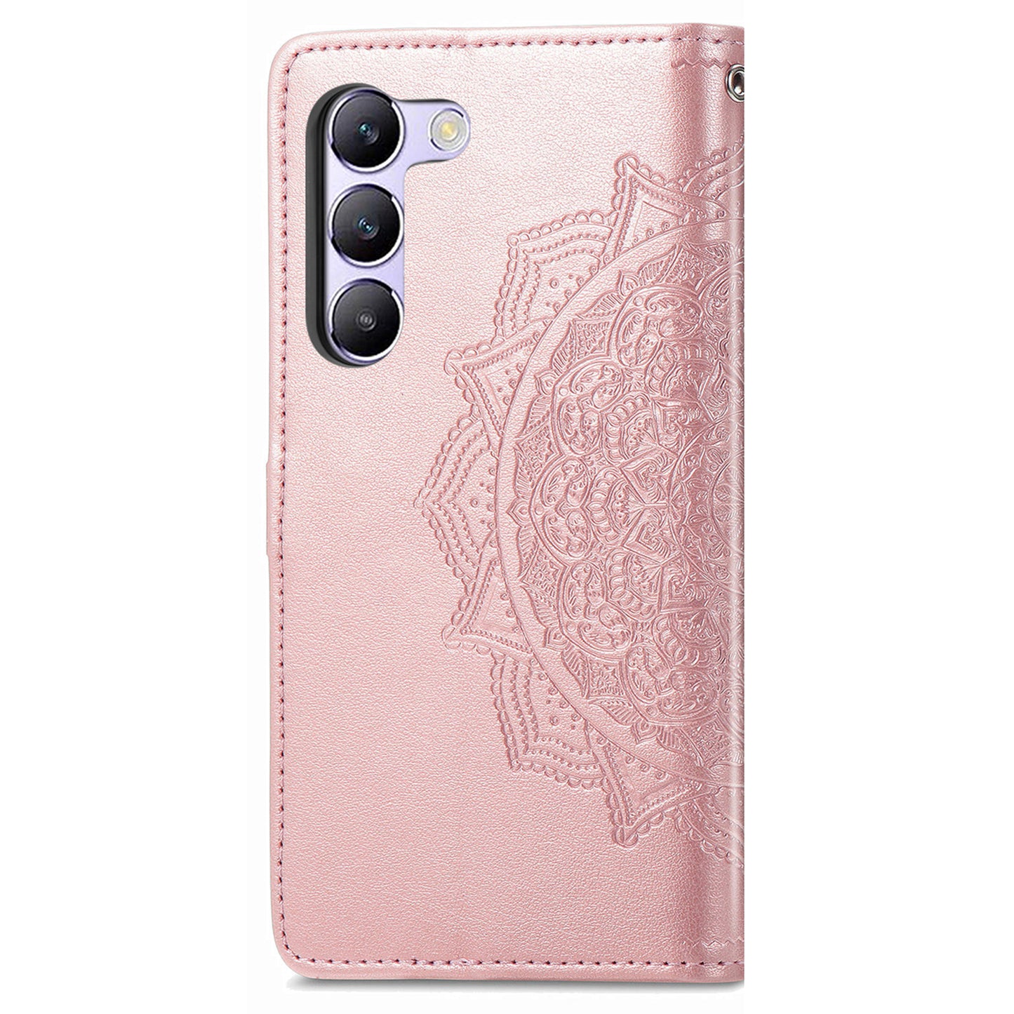 For vivo V40 SE 5G Case Embossed Mandala Leather Phone Cover Magnetic Flip Wallet - Rose Gold