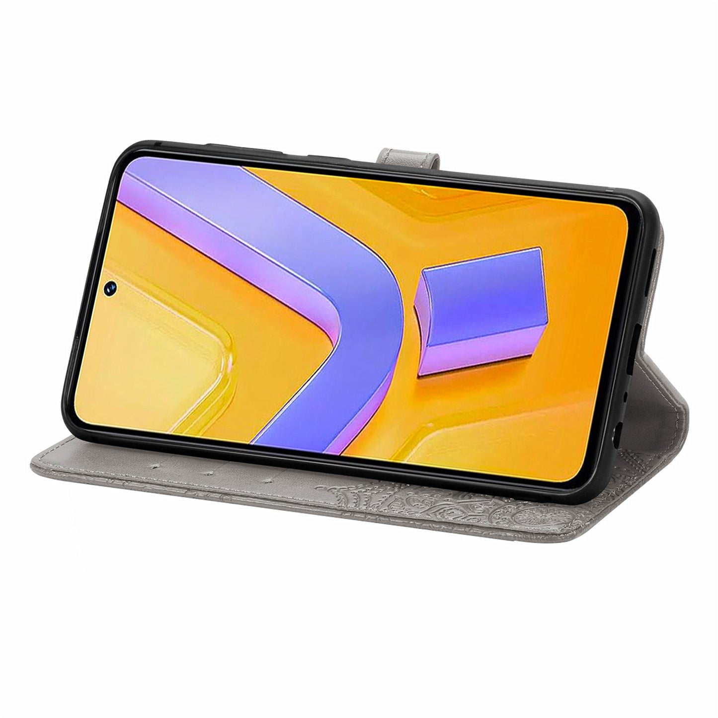 For vivo V40 SE 5G Case Embossed Mandala Leather Phone Cover Magnetic Flip Wallet - Grey