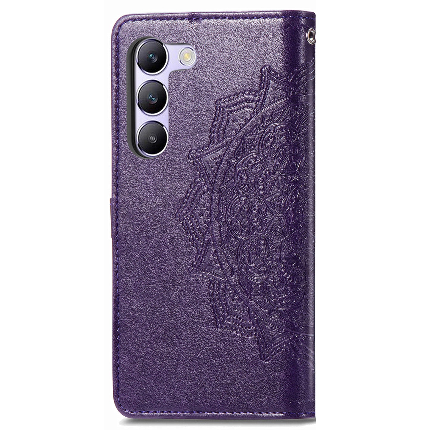 For vivo V40 SE 5G Case Embossed Mandala Leather Phone Cover Magnetic Flip Wallet - Purple