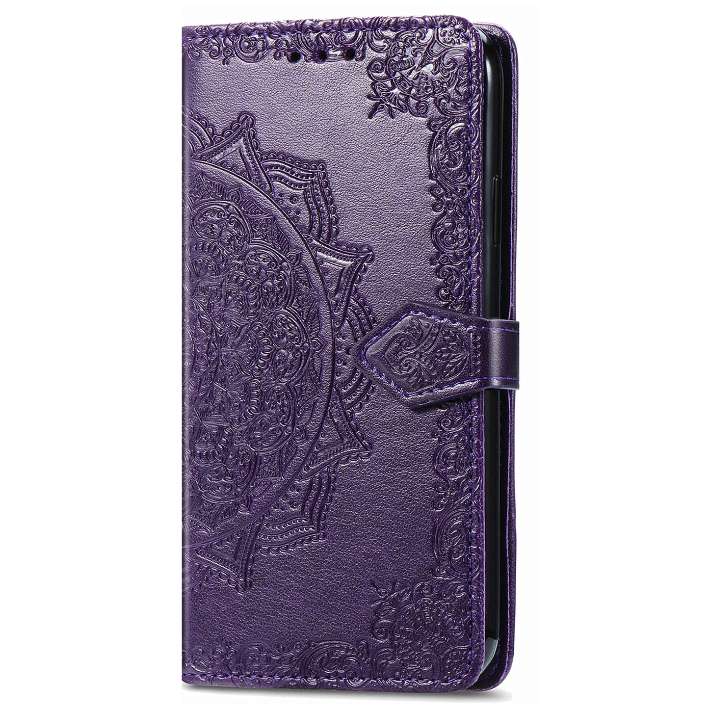 For vivo V40 SE 5G Case Embossed Mandala Leather Phone Cover Magnetic Flip Wallet - Purple