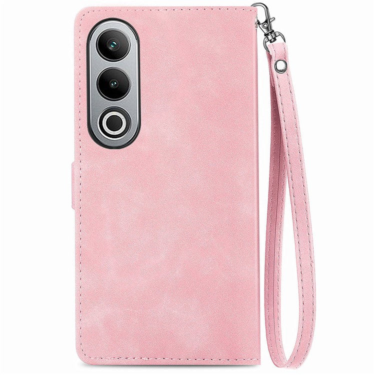 For OnePlus Nord CE4 5G Wallet Case Zipper Folio Leather Phone Cover Imprinted Floral - Pink
