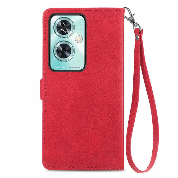 For OnePlus Nord N30 SE 5G Case Leather Floral Phone Cover Zipper Cash Pocket - Red