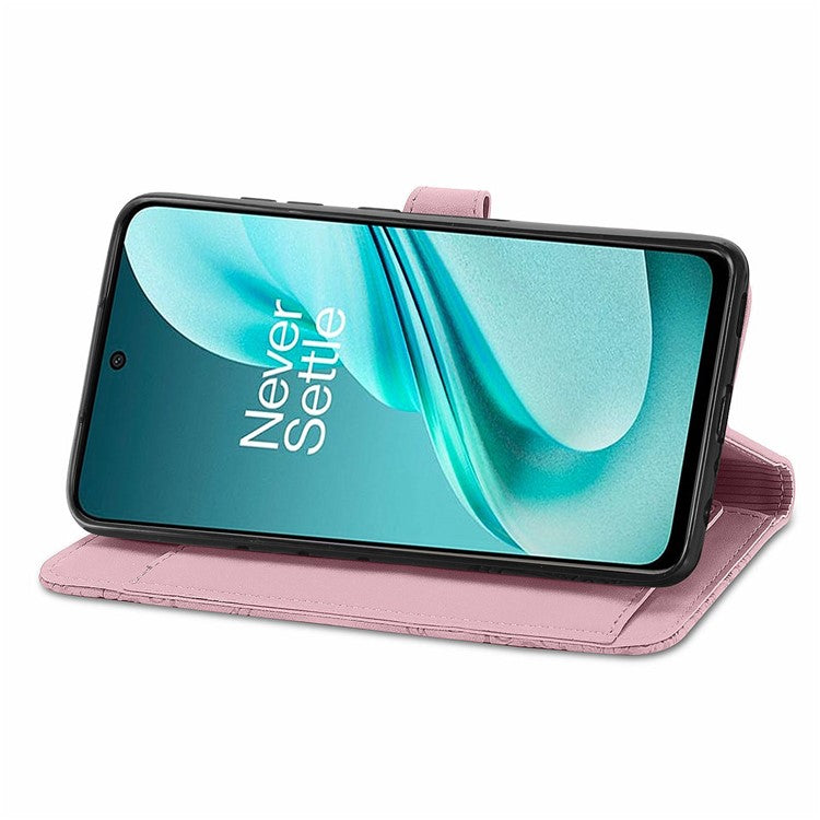 For OnePlus Nord N30 SE 5G Case Leather Floral Phone Cover Zipper Cash Pocket - Pink