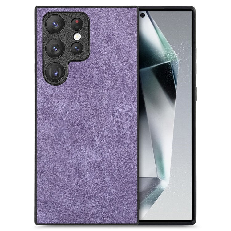 For Samsung Galaxy S24 Ultra Case Retro Slim Fit PU Leather Phone Back Cover - Purple