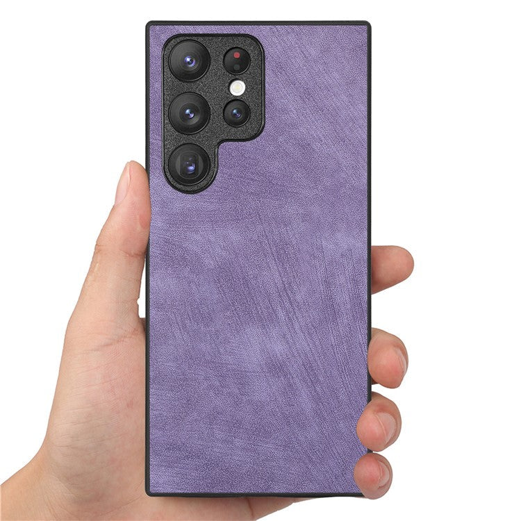 For Samsung Galaxy S24 Ultra Case Retro Slim Fit PU Leather Phone Back Cover - Purple