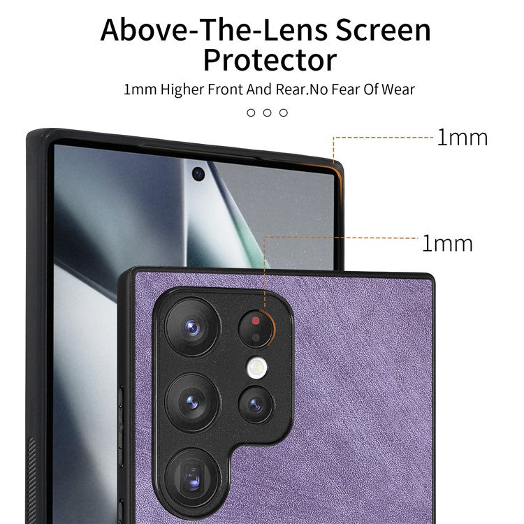For Samsung Galaxy S24 Ultra Case Retro Slim Fit PU Leather Phone Back Cover - Purple