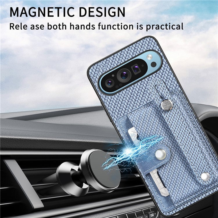 C1-01 For Google Pixel 9 Case Card Holder Kickstand PU Leather Back Phone Cover - Blue