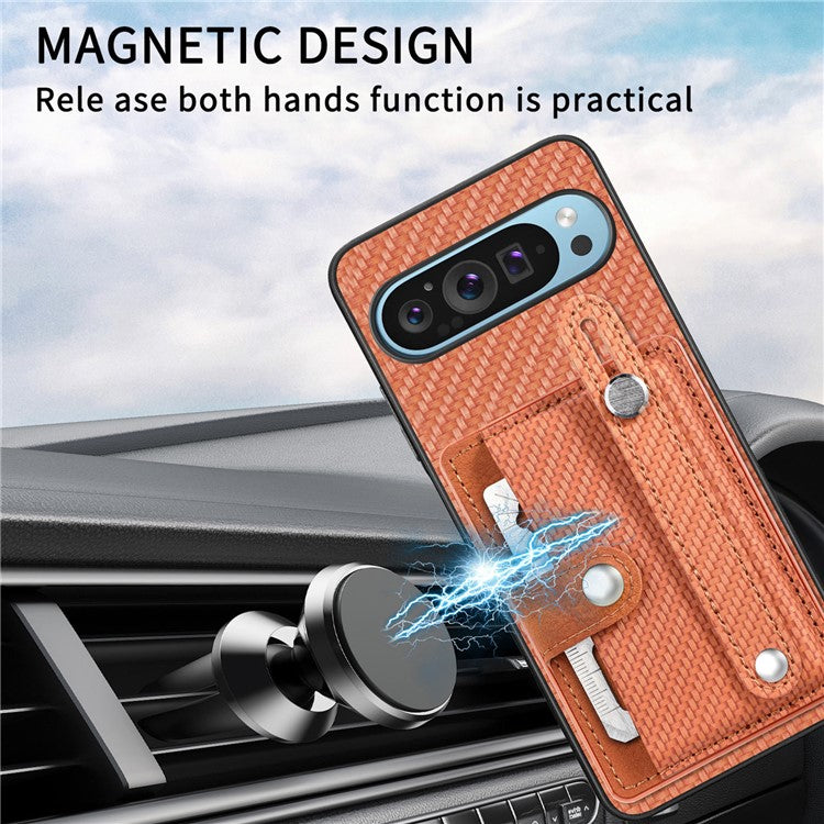 C1-01 For Google Pixel 9 Case Card Holder Kickstand PU Leather Back Phone Cover - Brown