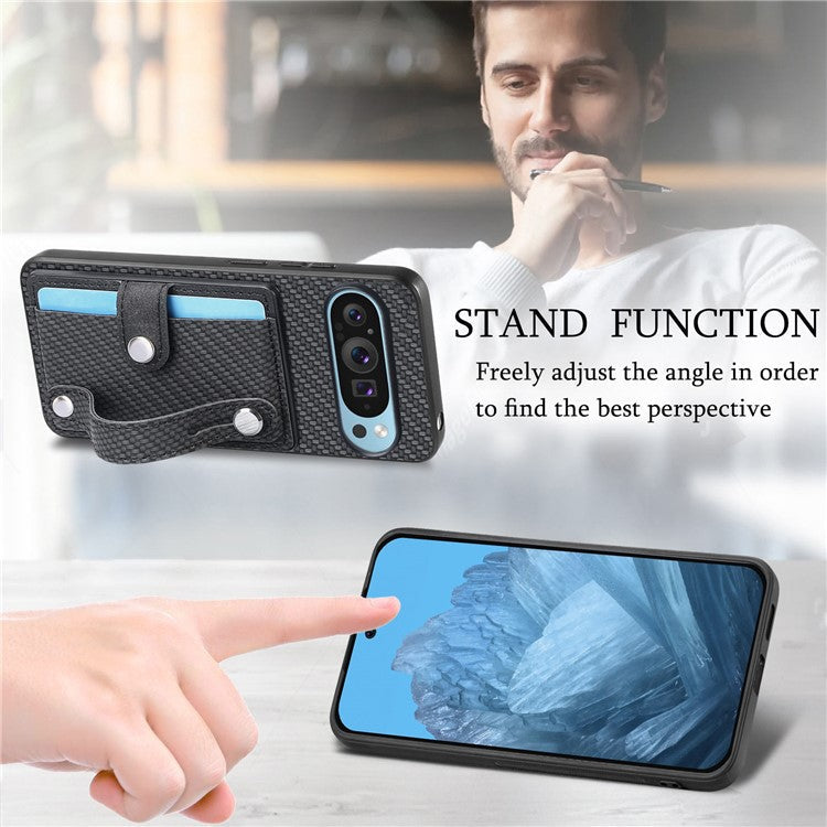 C1-01 For Google Pixel 9 Case Card Holder Kickstand PU Leather Back Phone Cover - Black