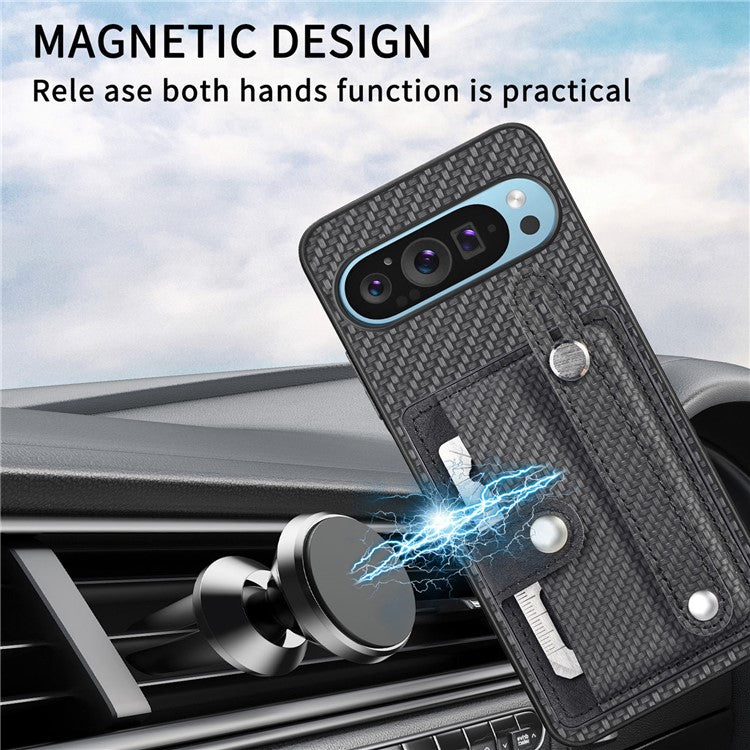 C1-01 For Google Pixel 9 Case Card Holder Kickstand PU Leather Back Phone Cover - Black