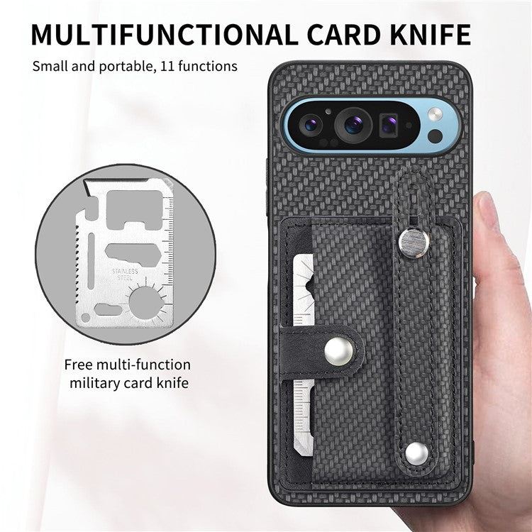 C1-01 For Google Pixel 9 Case Card Holder Kickstand PU Leather Back Phone Cover - Black