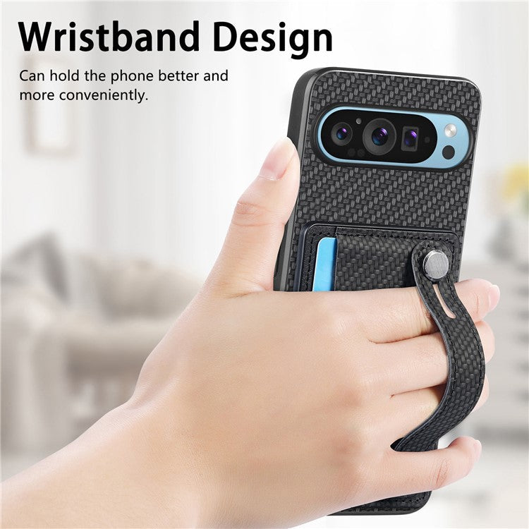 C1-01 For Google Pixel 9 Case Card Holder Kickstand PU Leather Back Phone Cover - Black