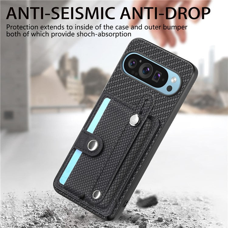 C1-01 For Google Pixel 9 Case Card Holder Kickstand PU Leather Back Phone Cover - Black