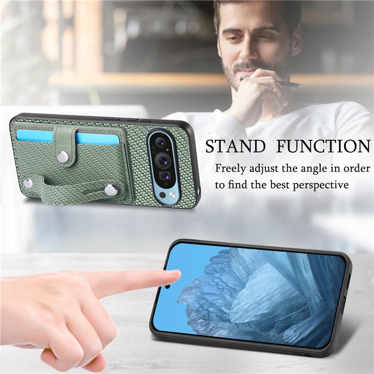C1-01 For Google Pixel 9 Case Card Holder Kickstand PU Leather Back Phone Cover - Green