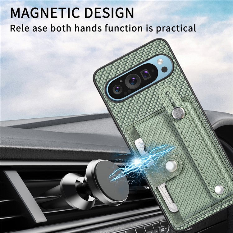 C1-01 For Google Pixel 9 Case Card Holder Kickstand PU Leather Back Phone Cover - Green