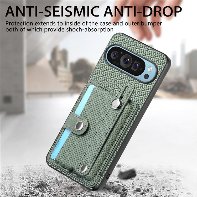 C1-01 For Google Pixel 9 Case Card Holder Kickstand PU Leather Back Phone Cover - Green