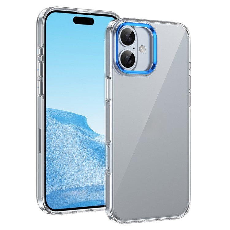 For iPhone 16 Plus Clear Phone Case Hard PC Anti-Scratch Mobile Phone Back Cover - Blue