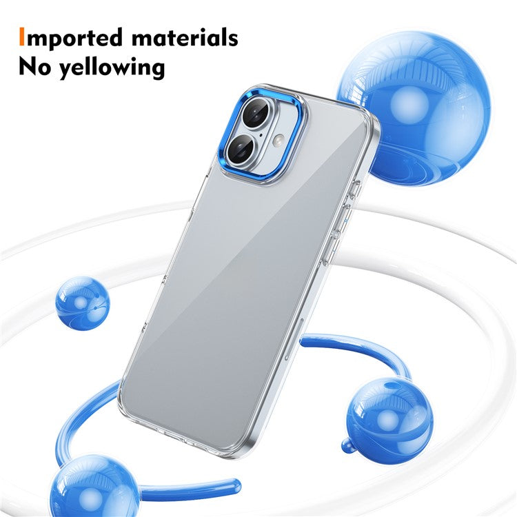 For iPhone 16 Plus Clear Phone Case Hard PC Anti-Scratch Mobile Phone Back Cover - Blue