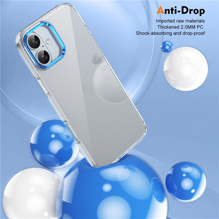 For iPhone 16 Plus Clear Phone Case Hard PC Anti-Scratch Mobile Phone Back Cover - Blue