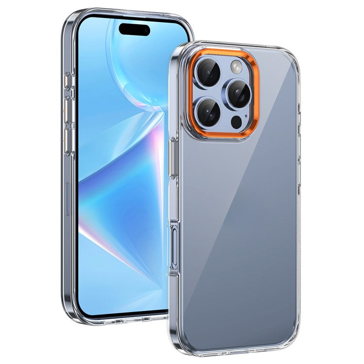 For iPhone 16 Pro Clear Phone Case Hard PC Anti-Scratch Mobile Phone Back Cover - Orange