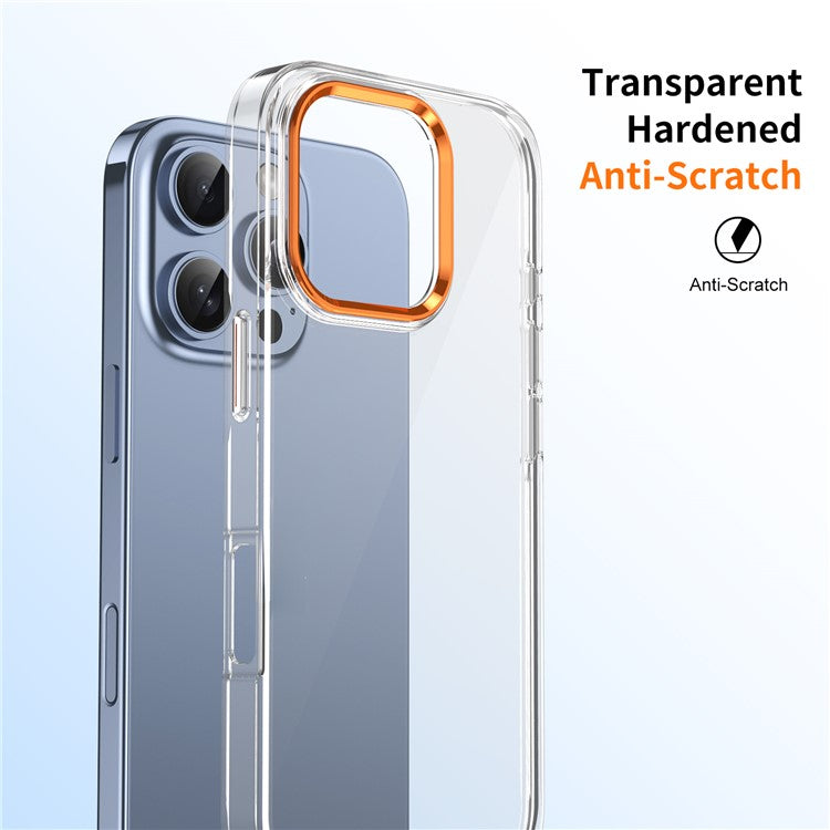 For iPhone 16 Pro Clear Phone Case Hard PC Anti-Scratch Mobile Phone Back Cover - Orange