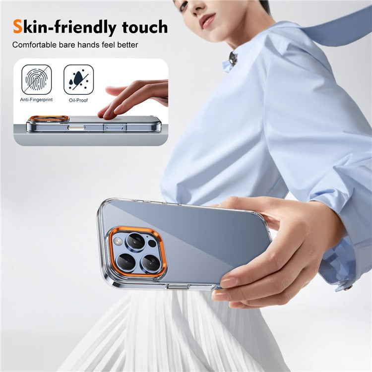 For iPhone 16 Pro Clear Phone Case Hard PC Anti-Scratch Mobile Phone Back Cover - Orange