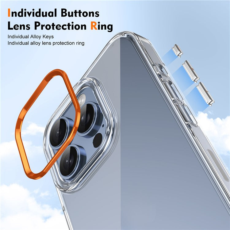 For iPhone 16 Pro Clear Phone Case Hard PC Anti-Scratch Mobile Phone Back Cover - Orange