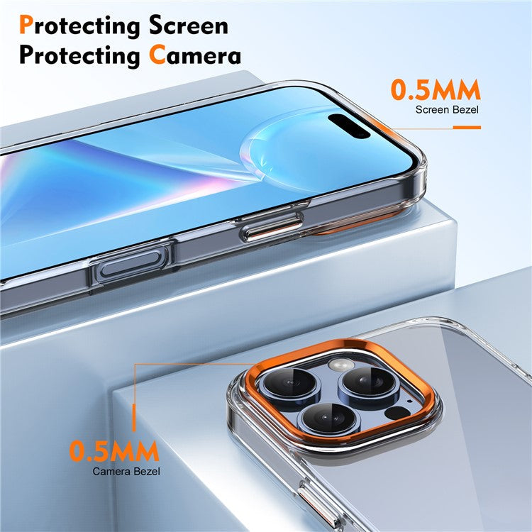 For iPhone 16 Pro Clear Phone Case Hard PC Anti-Scratch Mobile Phone Back Cover - Orange