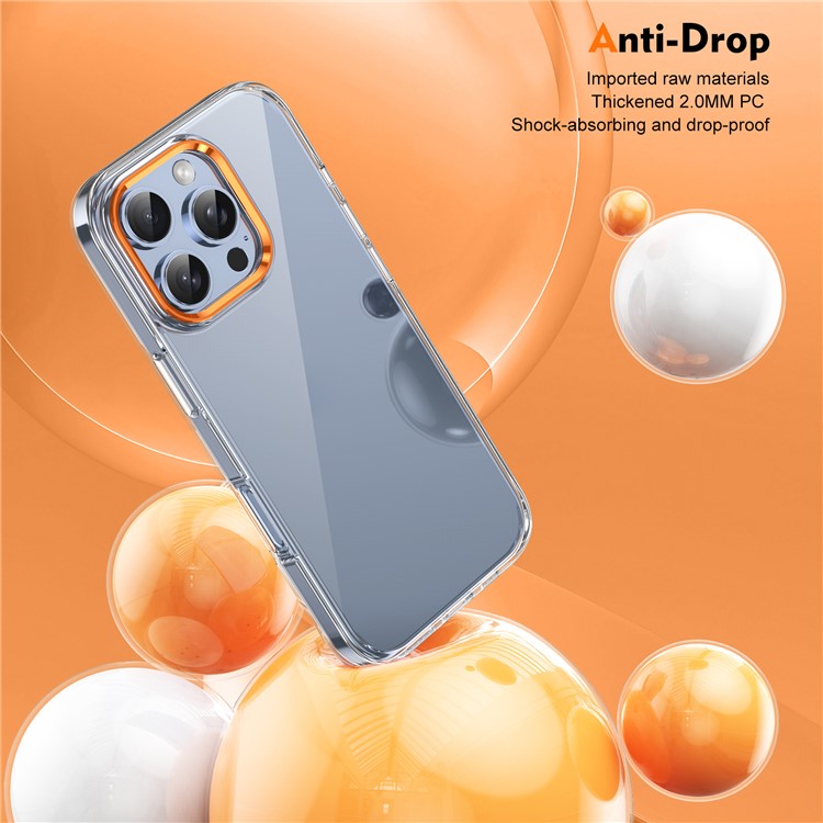For iPhone 16 Pro Clear Phone Case Hard PC Anti-Scratch Mobile Phone Back Cover - Orange