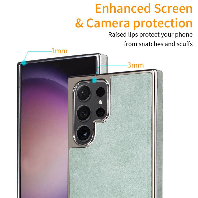 For Samsung Galaxy S23 Ultra Magnetic Case PU Leather Back Cover Compatible with MagSafe - White